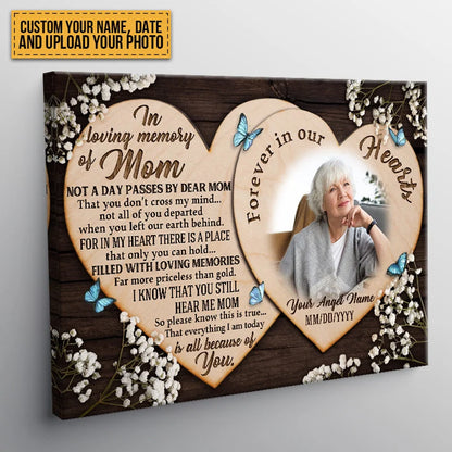 "In Loving Memory of Mom" Personalized Canvas / Poster - Custom Memorial Photo Wall Art Gift