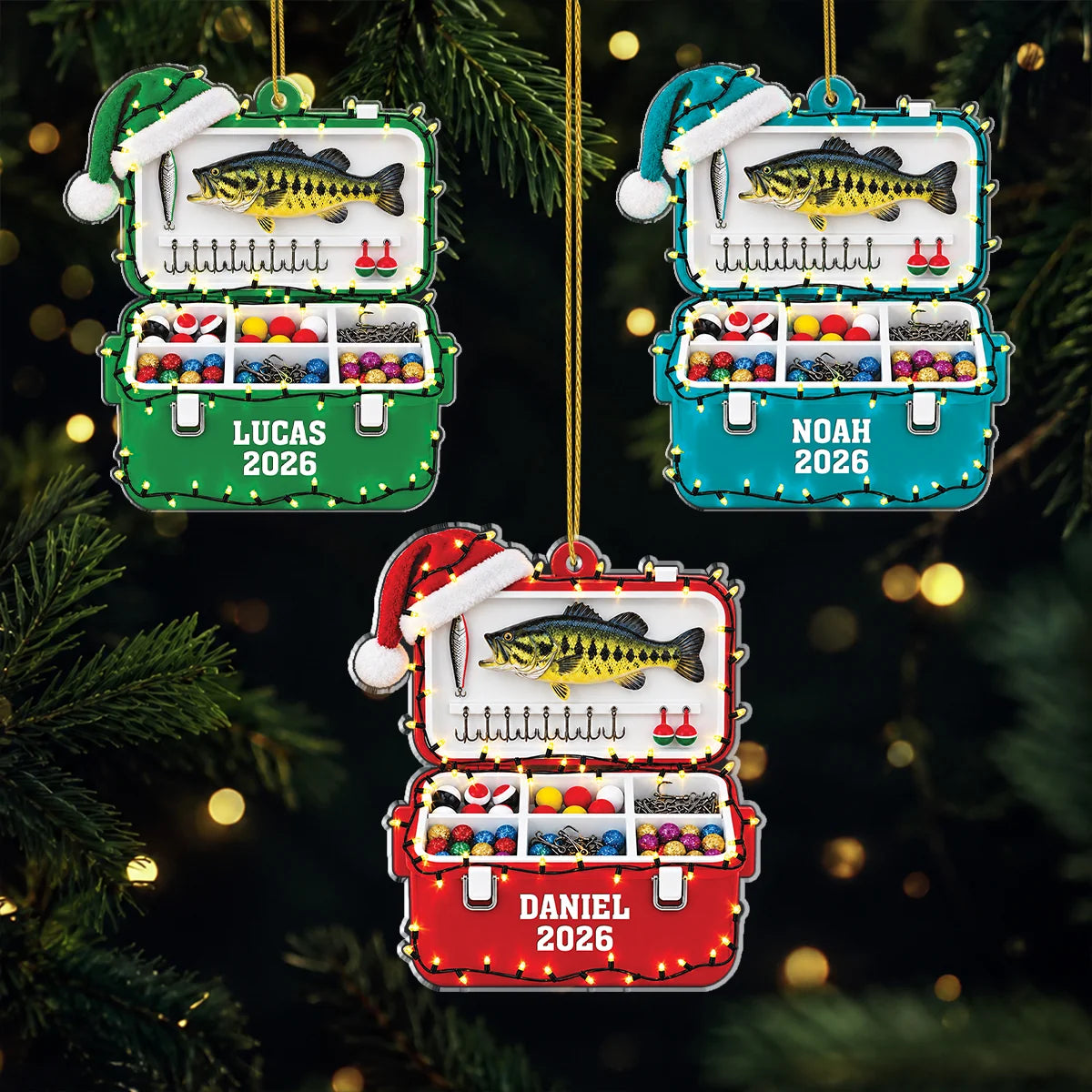 Fishing Tackle Box Personalized Acrylic Ornament - Christmas Keepsake for Dad