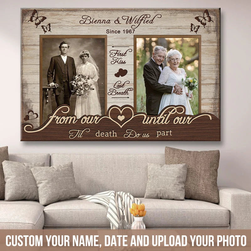 "From First Kiss to Last Breath" Personalized Couple Canvas / Poster - Custom Anniversary Wall Art Gift