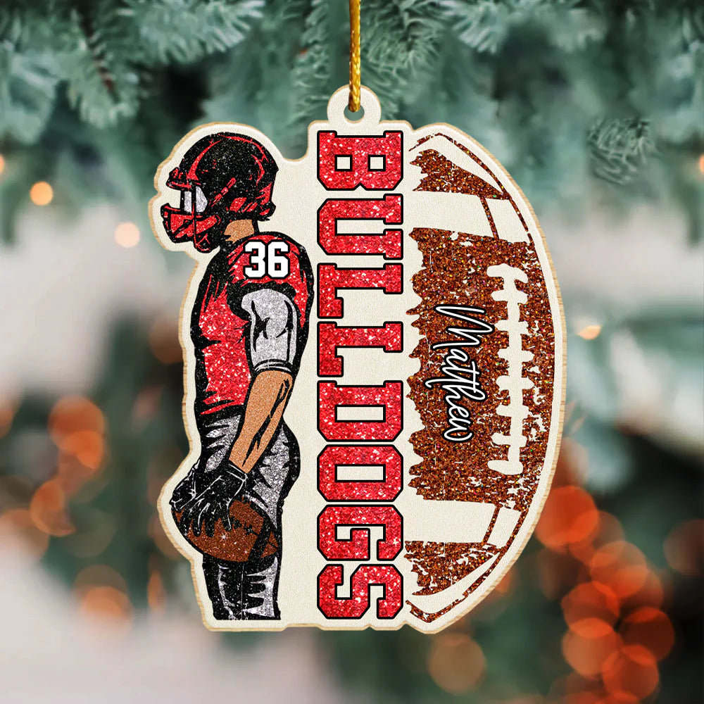 Wooden Ornament material and size view - Custom Wooden Football Ornament