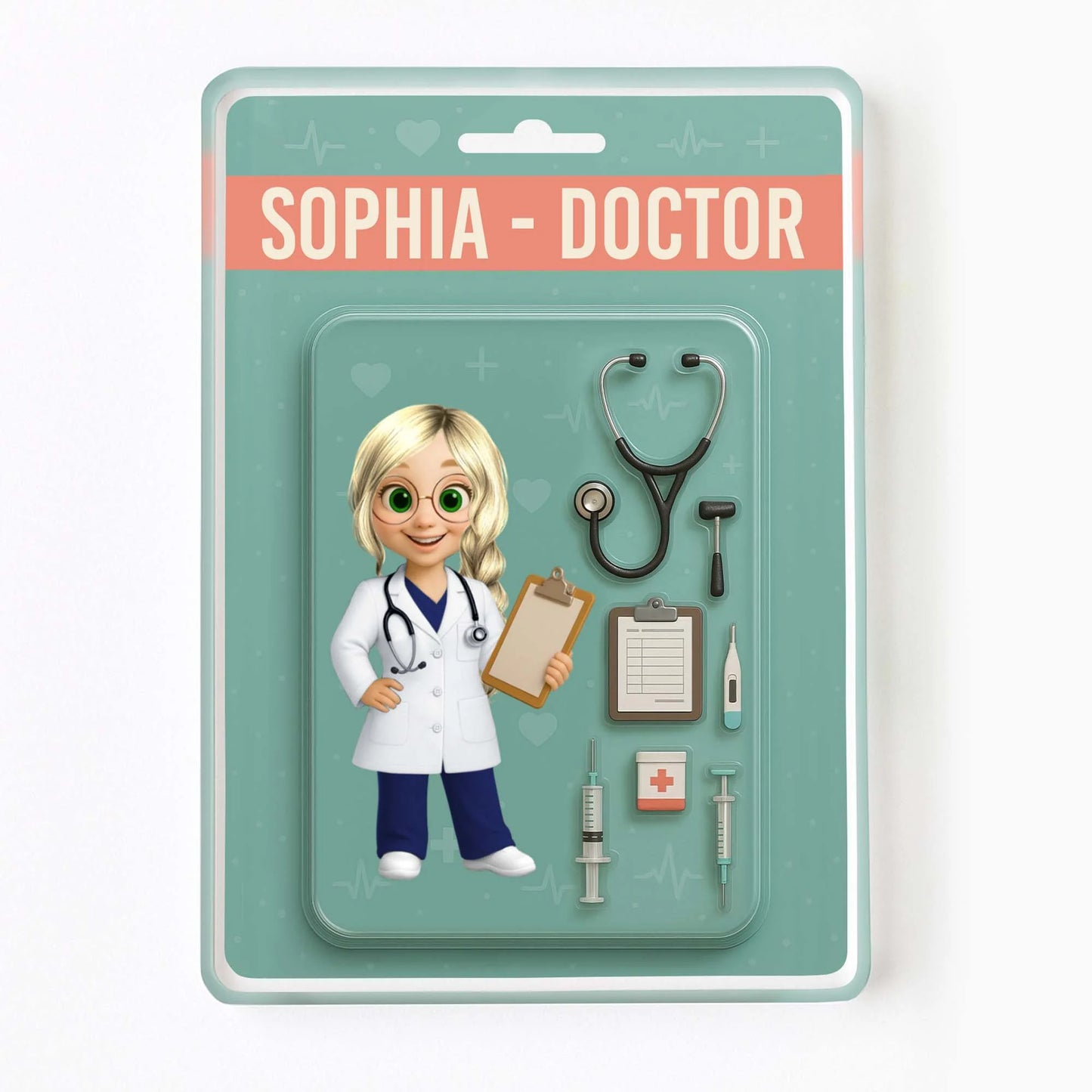 Personalized doctor acrylic plaque featuring a custom cartoon character and stethoscope design for medical professionals image 7