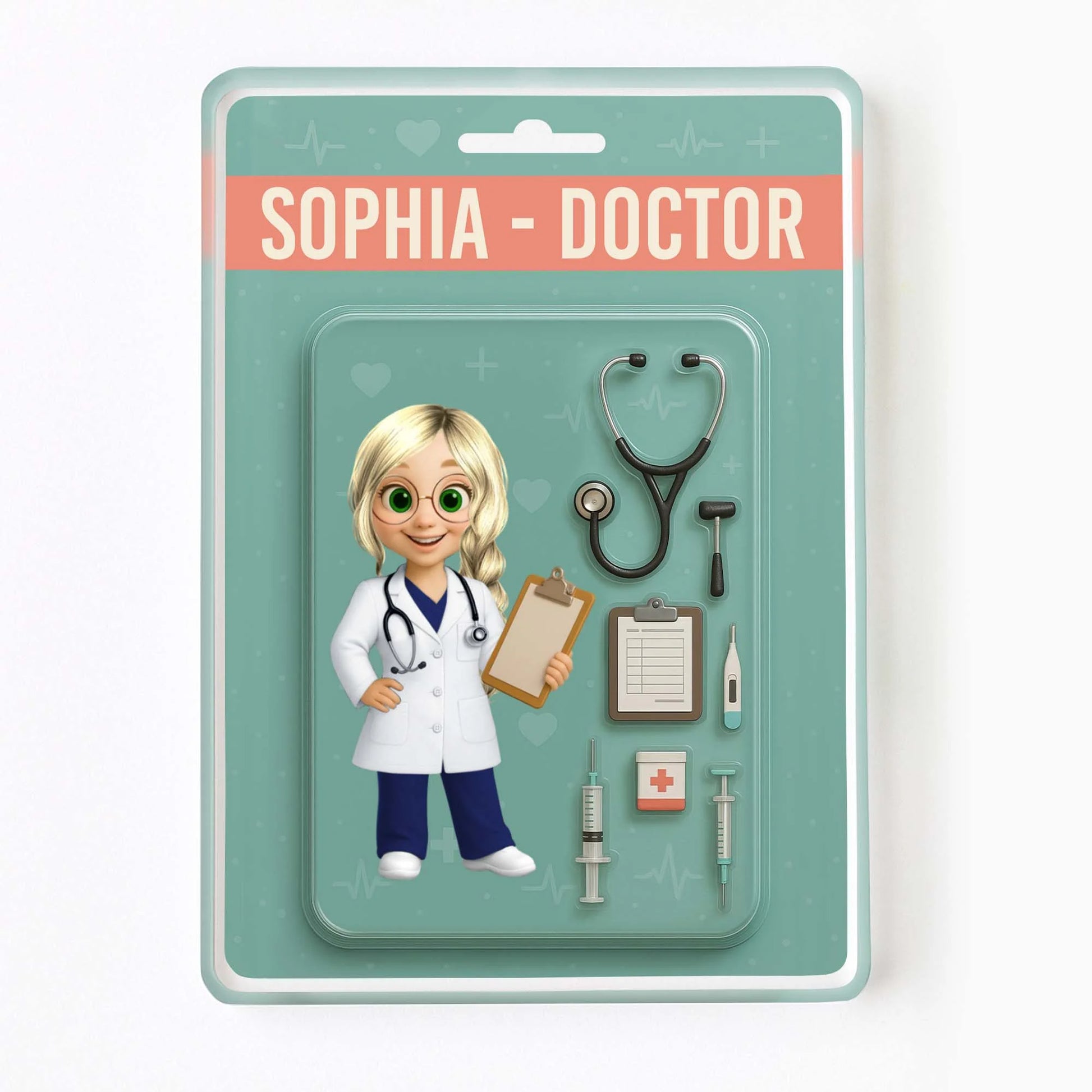 Personalized doctor acrylic plaque featuring a custom cartoon character and stethoscope design for medical professionals image 7
