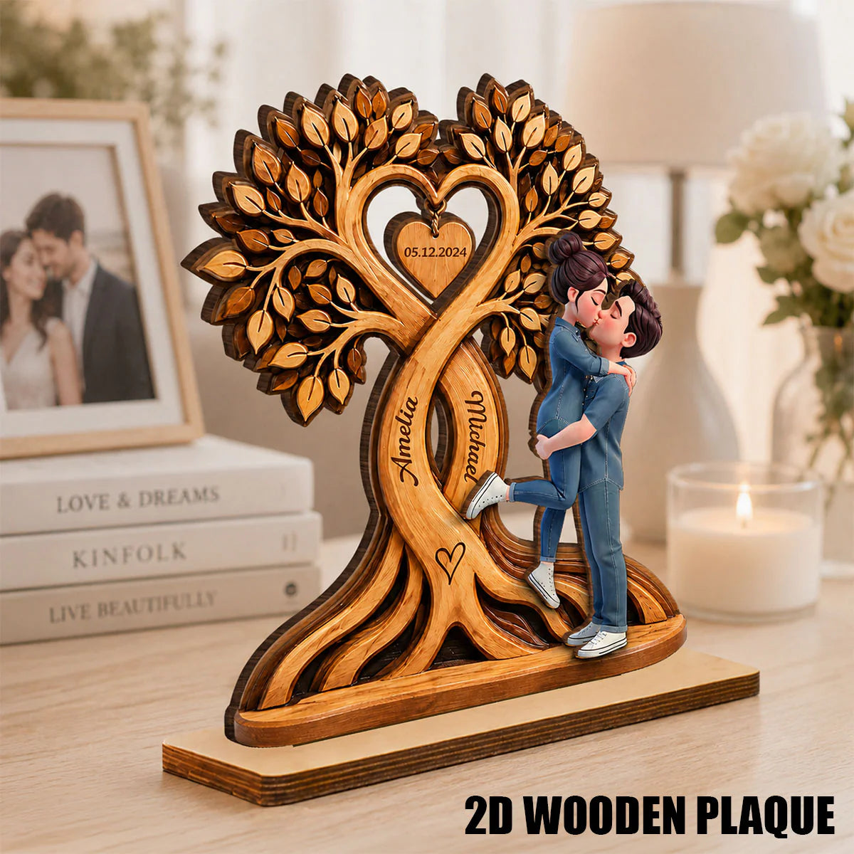 Personalized Couple Anniversary Wood Plaque personalization view for Couples