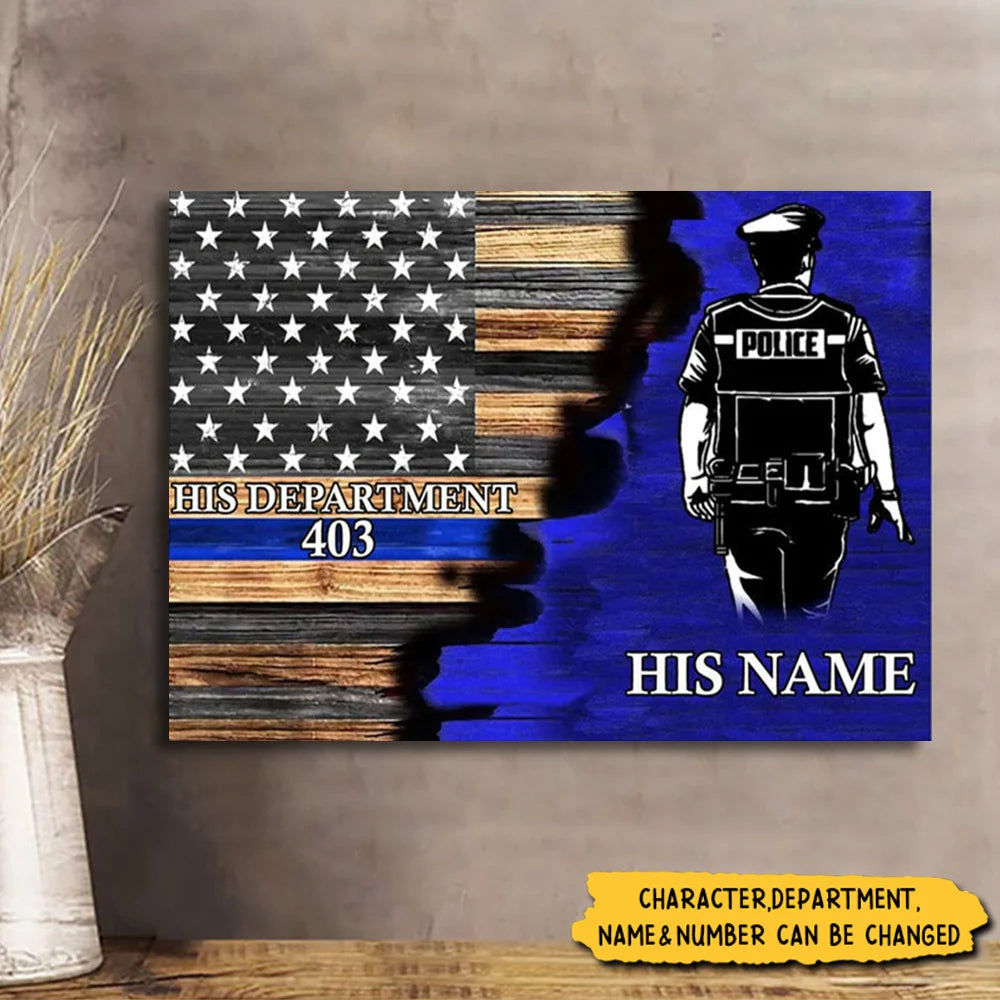 Canvas / Poster material and size view - Personalized Police Officer Canvas