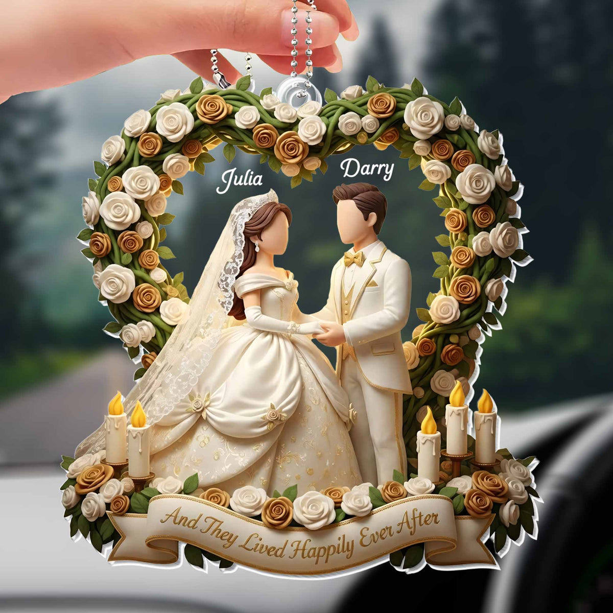 And They Lived Happily Ever After Bridal Couple and Roses