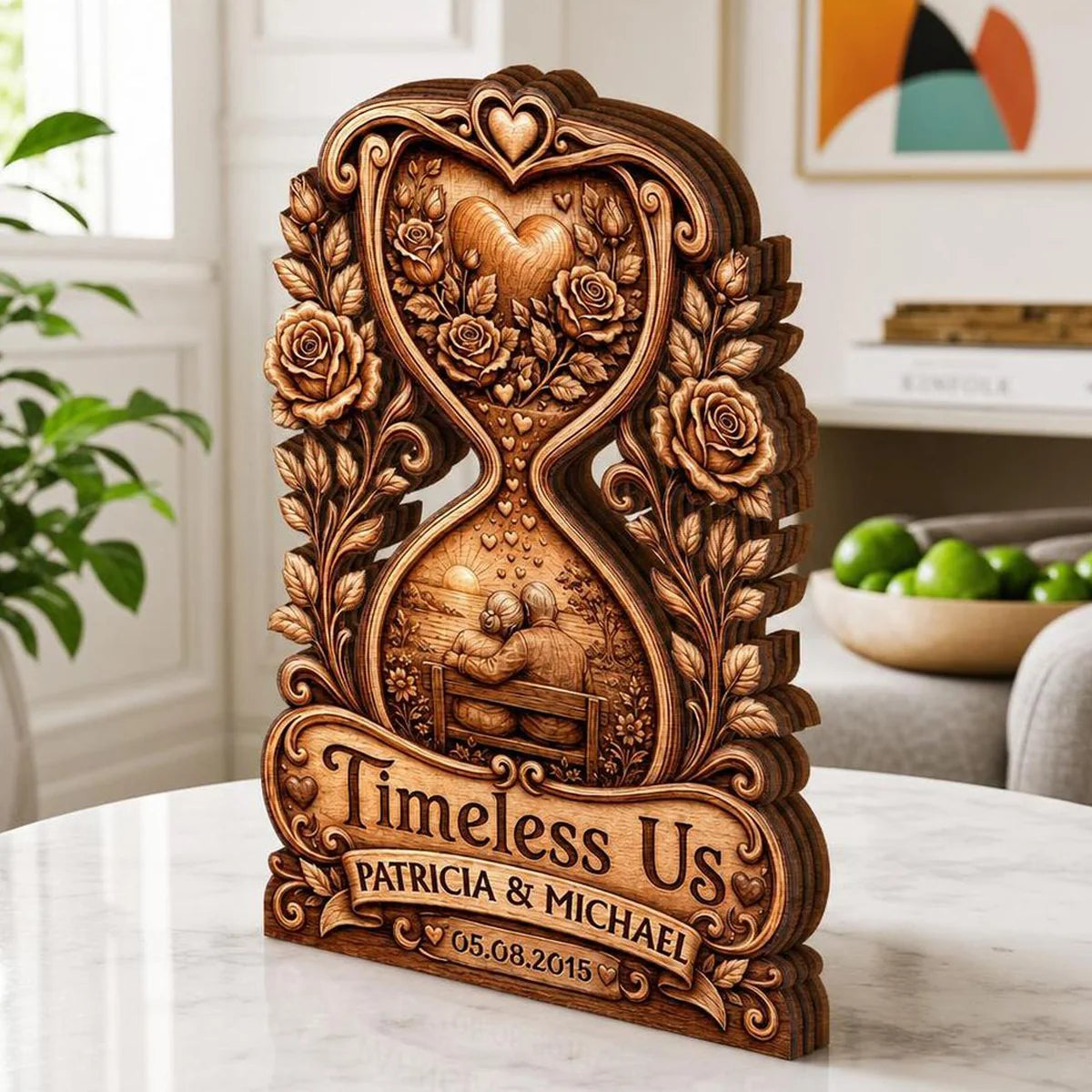 "Timeless Us" Personalized Wooden Block - Custom Couples Anniversary Keepsake Gift