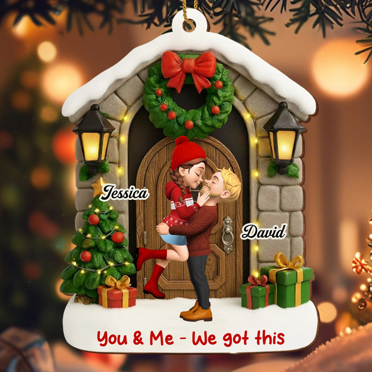 You & Me We Got This Personalized Couple Wooden Ornament - Custom Holiday Keepsake Gift