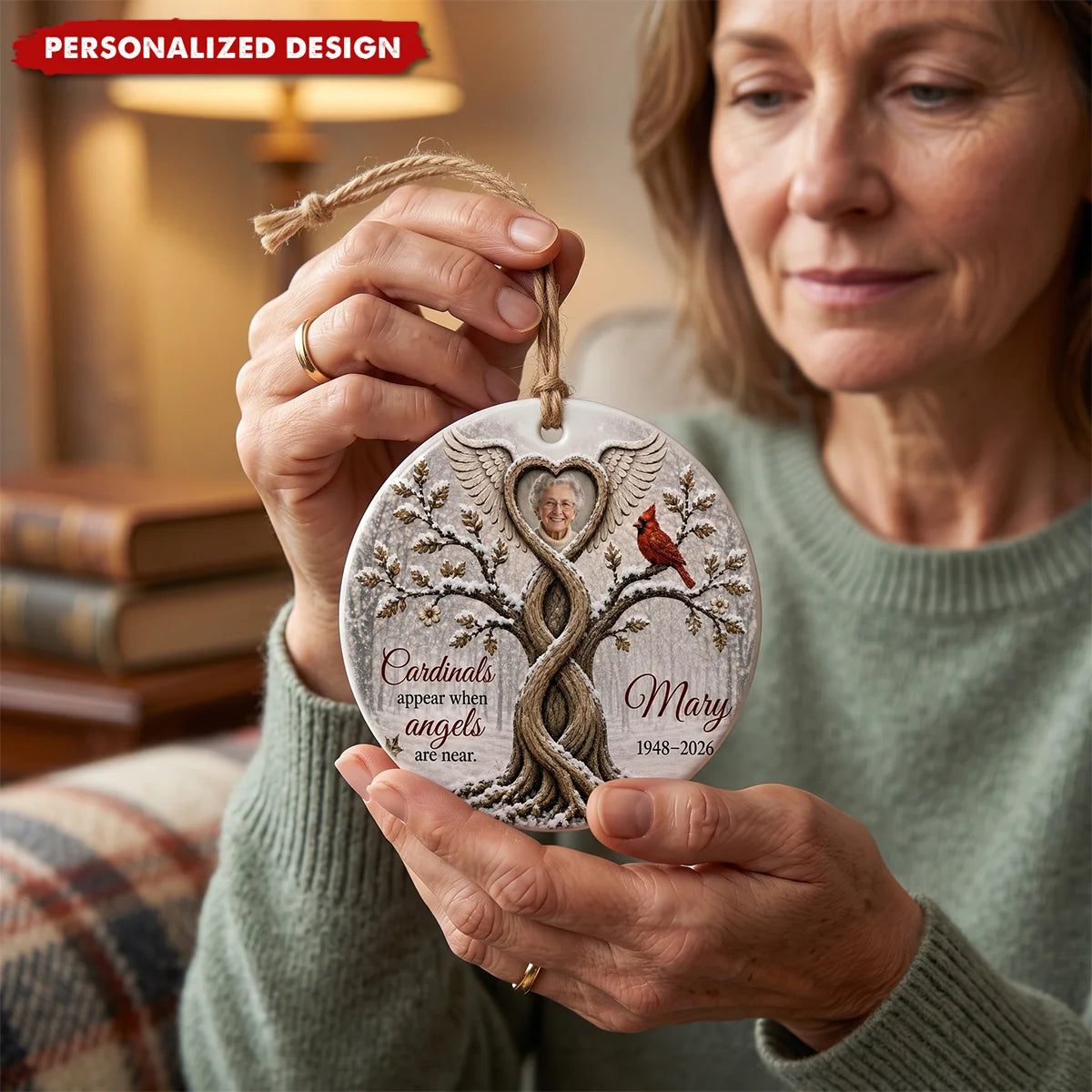 Cardinals Appear When Angels Are Near - Personalized Memorial Ornament for Family Keepsake