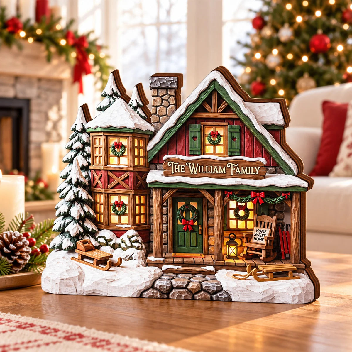 Personalized Family Christmas Wooden Block- Custom Holiday Home Decor Keepsake Gift for Mom and Dad