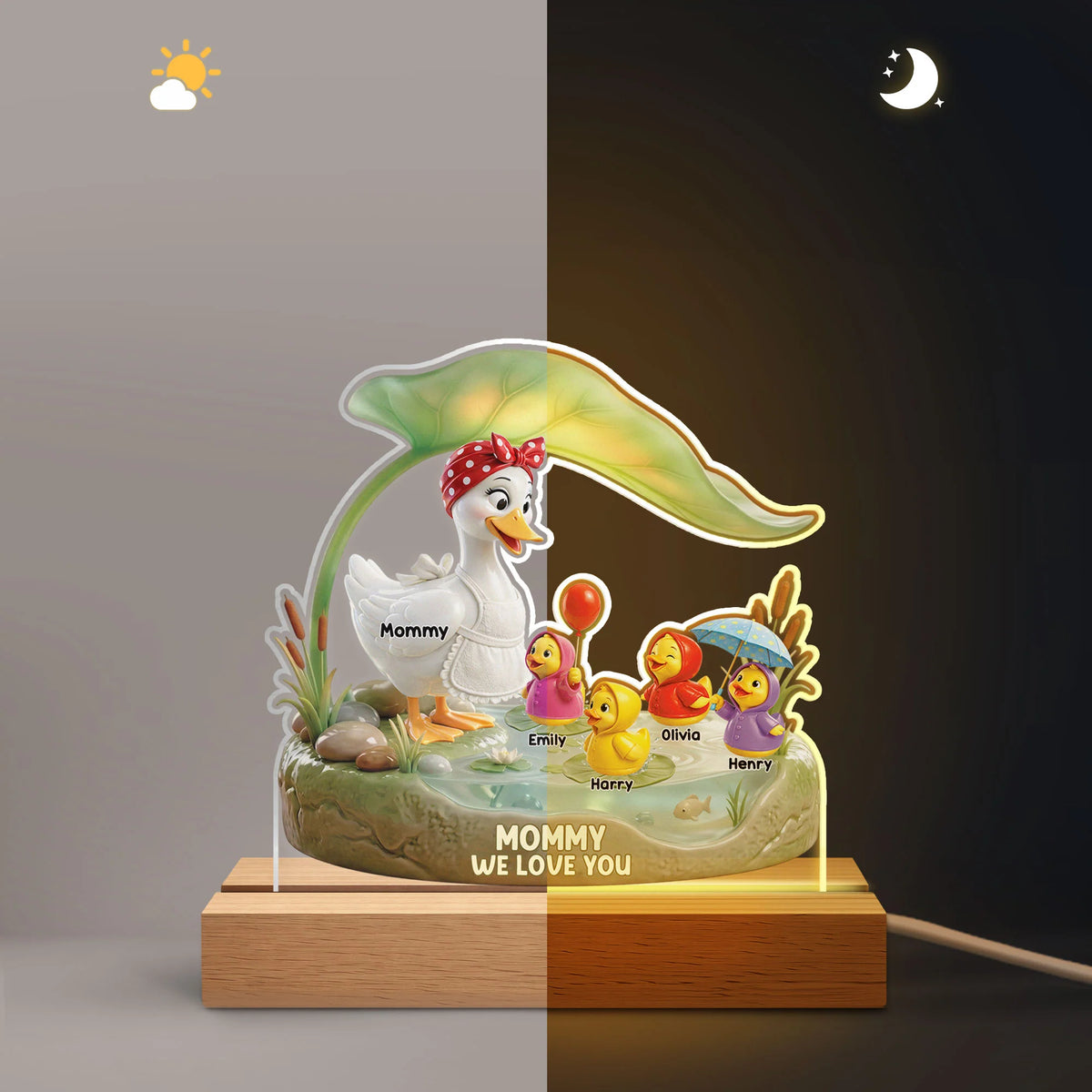 Mommy We Love You Personalized Duck Night Light - Custom Keepsake Lamp for Mom Grandma