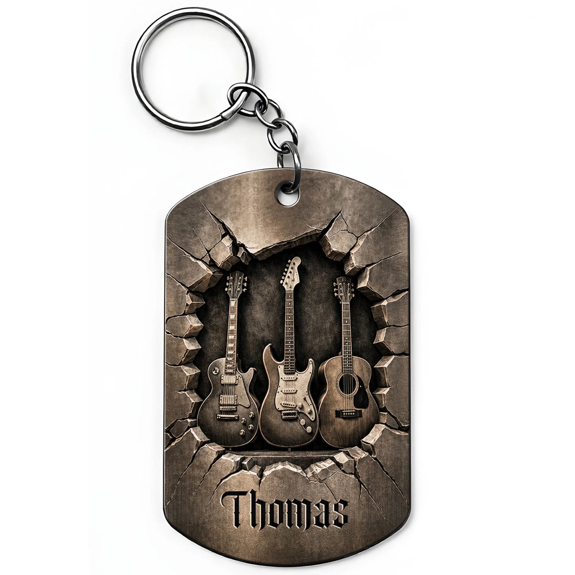 Custom Guitar Lover Keychain for Dad with personalized design details for meaningful gifting image 8