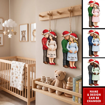 "See You In" Custom Wooden Ornament - Personalized Expecting Couple Christmas Keepsake Gift