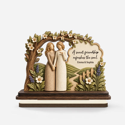 A Sweet Friendship Refreshes The Soul - Personalized Wooden Plaque for Best Friend
