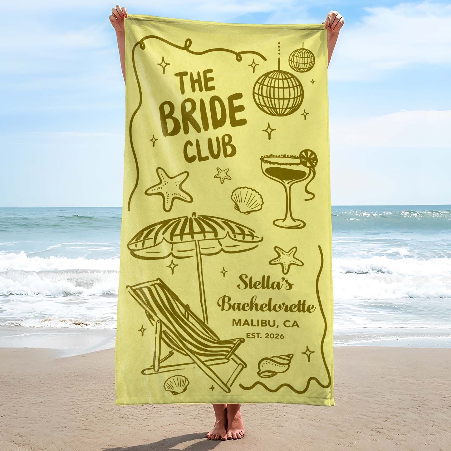 Towel material and size view - Personalized Bachelorette Beach Towel