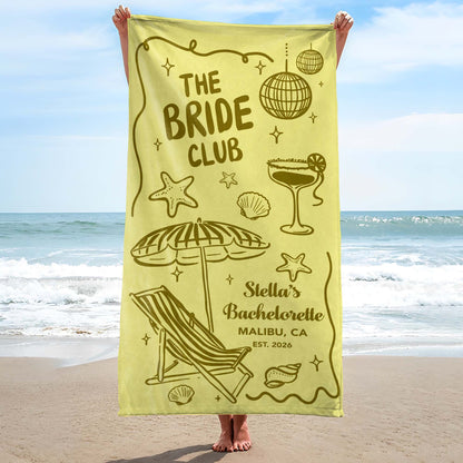 Towel material and size view - Personalized Bachelorette Beach Towel
