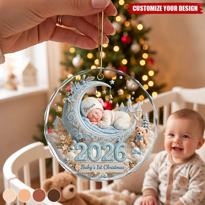Baby's 1st Christmas Personalized Glass Ornament - Custom Keepsake Gift for New Mom