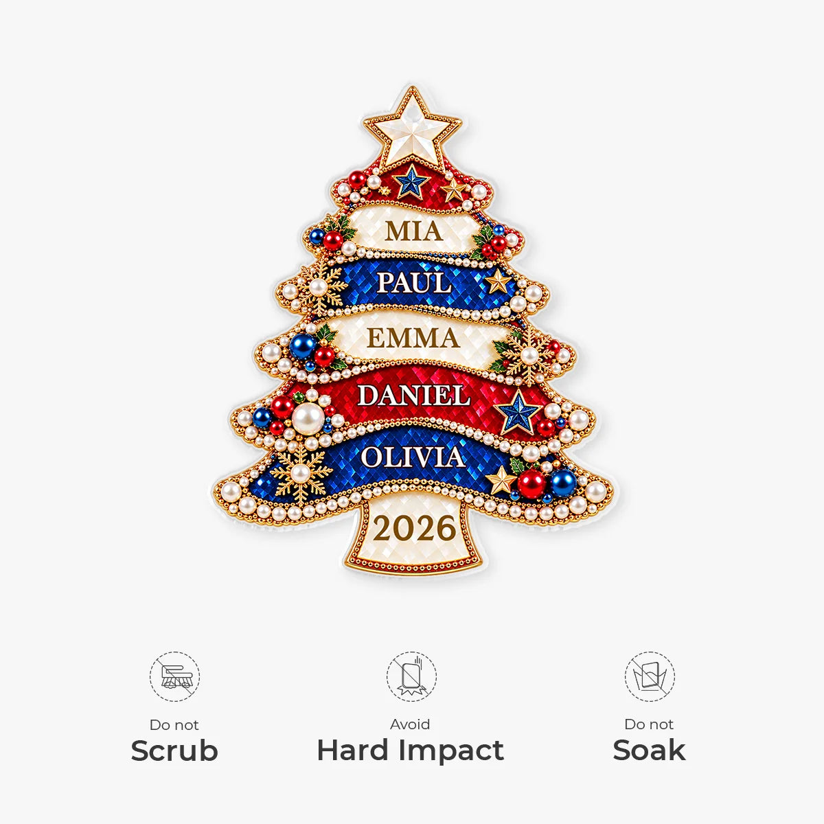 Personalized Christmas Tree Family Name Acrylic Ornament - Custom Holiday Keepsake