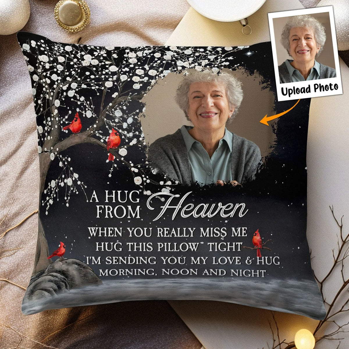 Custom Photo Memorial A Hug From Heaven personalized pillow, main view