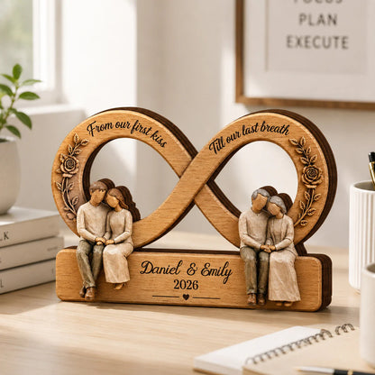 Custom Infinity Couple Wooden Plaque for Wife with personalized design details for meaningful gifting