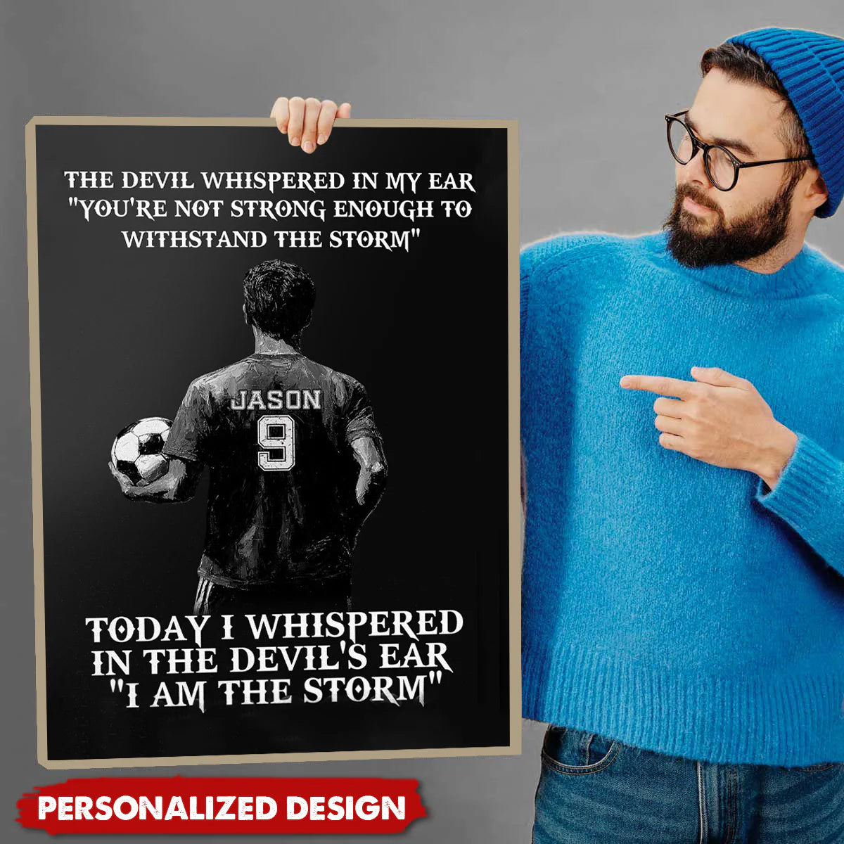 Canvas / Poster material and size view - Custom Soccer Boy Poster