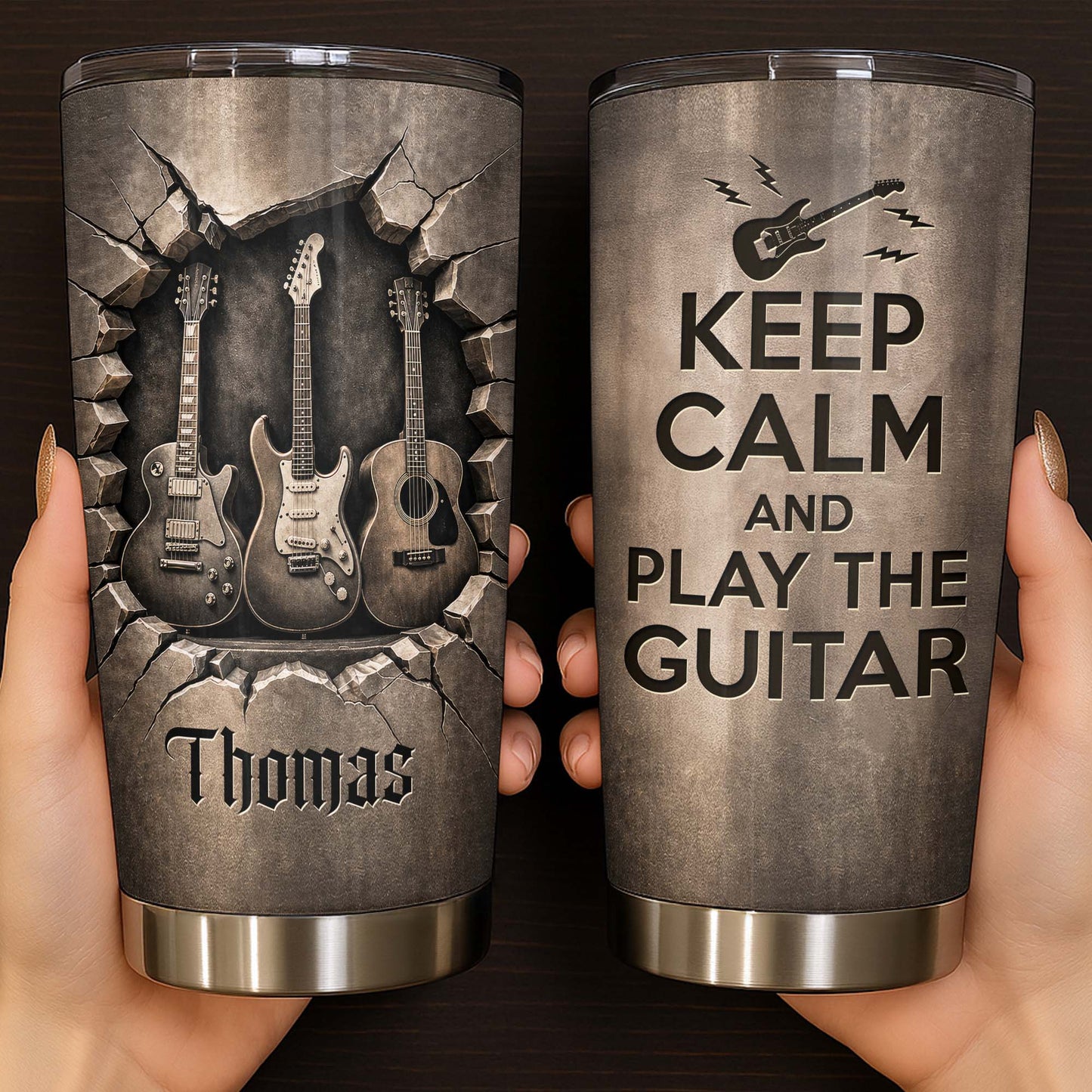 Personalized guitar tumbler 20oz with Keep Calm quote for guitar lovers and musicians gift image 6