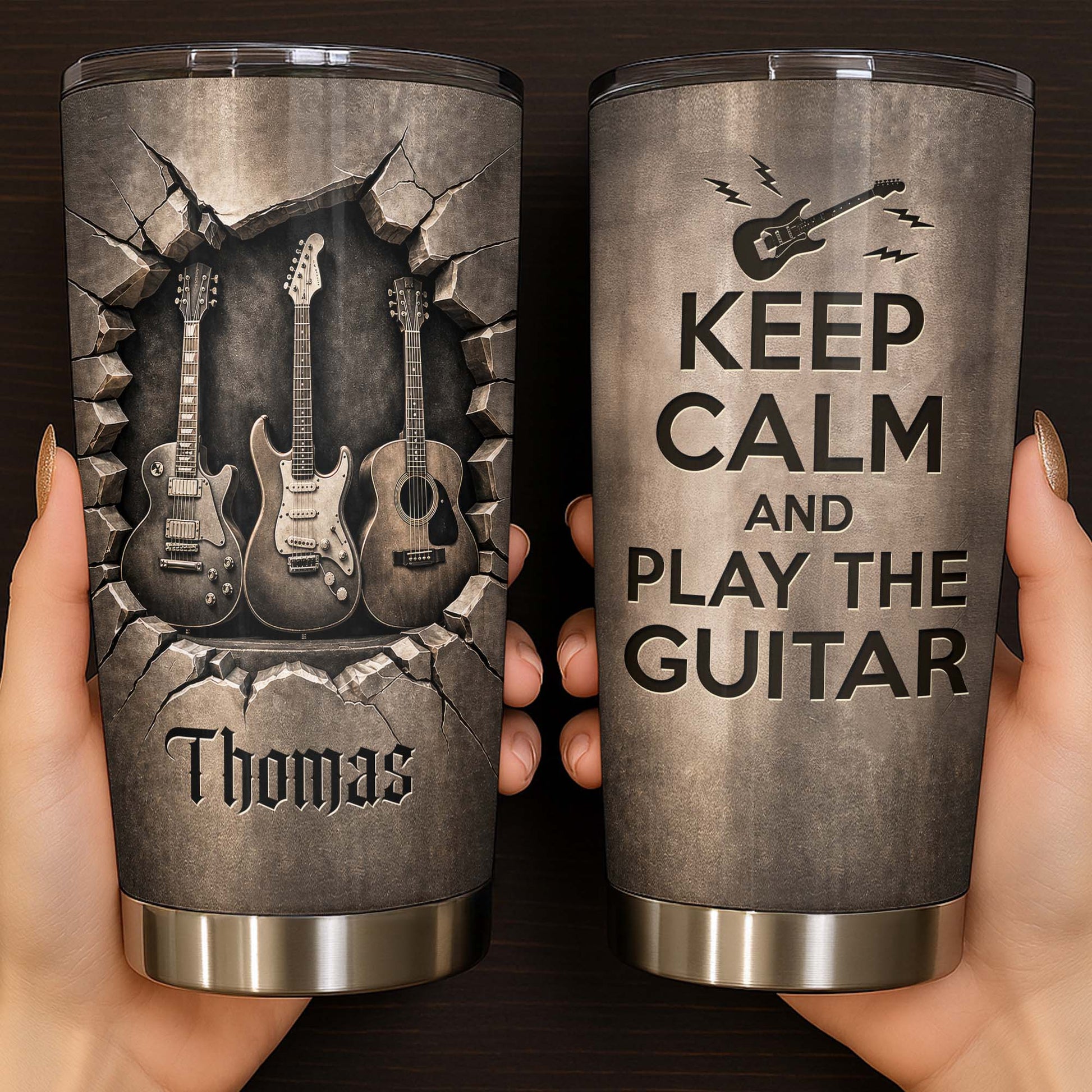 Personalized guitar tumbler 20oz with Keep Calm quote for guitar lovers and musicians gift image 6