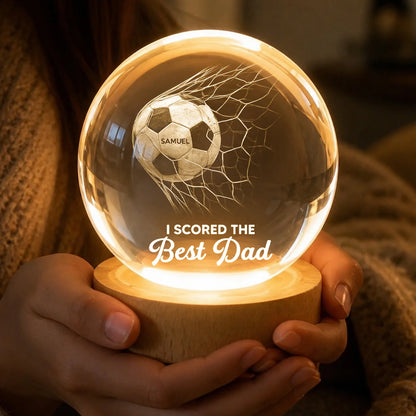 I Scored The Best Dad Personalized Soccer Crystal Ball Lamp - Keepsake for Dad
