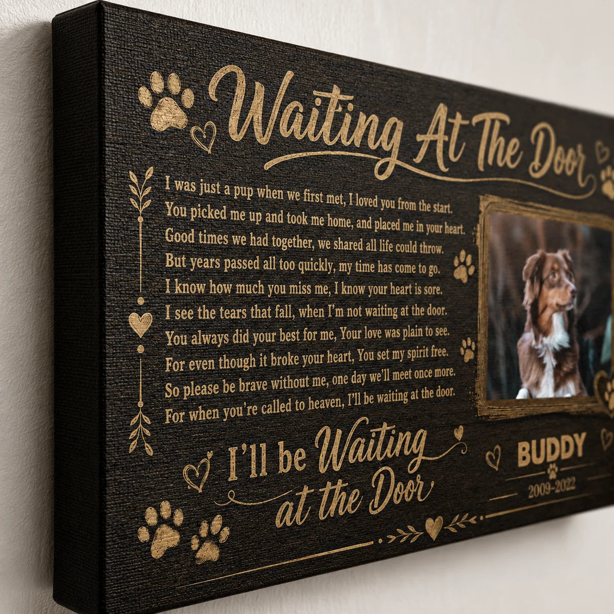 "Waiting At The Door" Personalized Pet Memorial Canvas / Poster - Custom Gift for Pet Loss