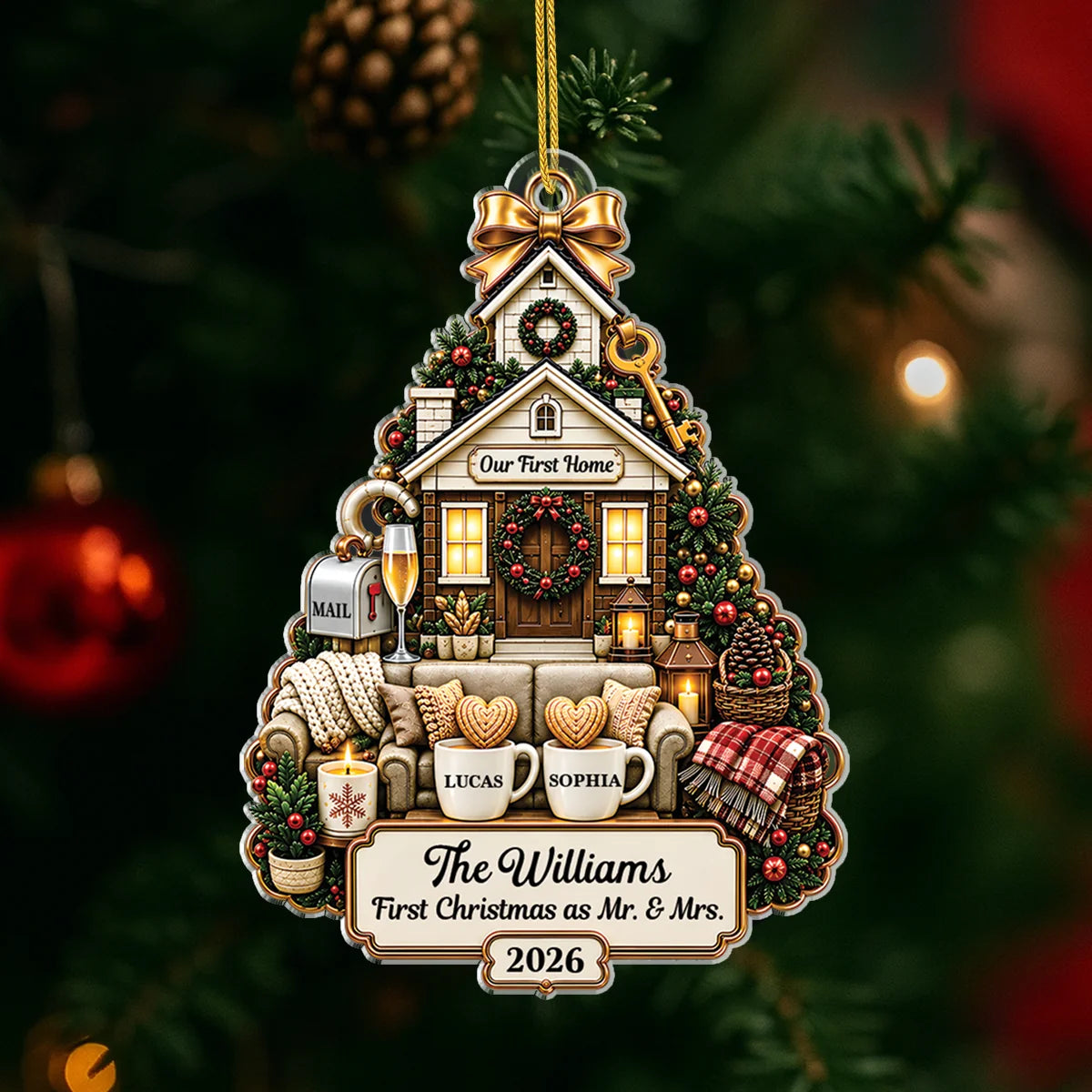 Our First Home Mr & Mrs Personalized Acrylic Ornament - Custom First Christmas Keepsake Gift