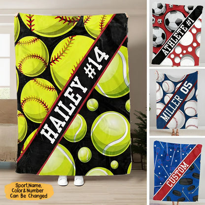 Personalized Sports Blanket - Custom Name and Jersey Number Blanket Gifts