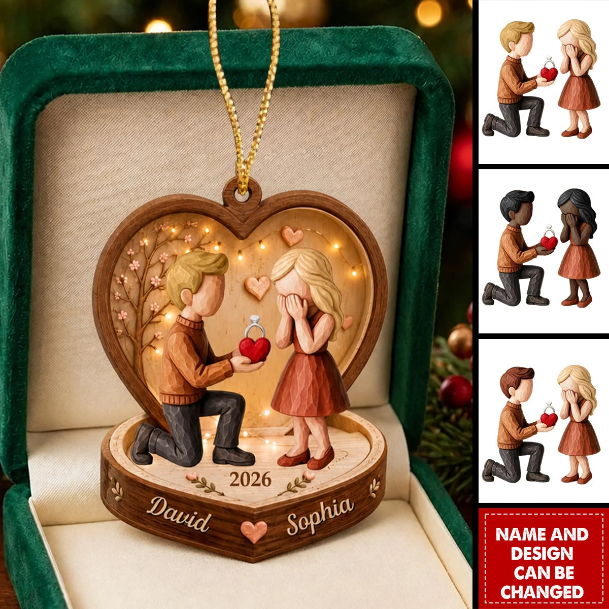 Personalized Couple Proposal Acrylic Ornament - Custom Engagement Keepsake Gift for Newlyweds