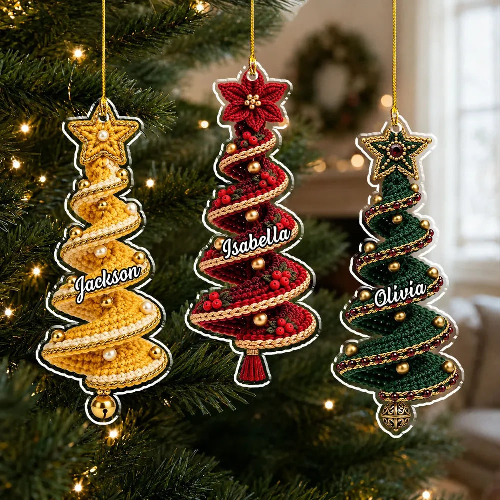 Personalized Crochet Christmas Ornament - Custom Name Acrylic Keepsake Gift for Crochet Lovers