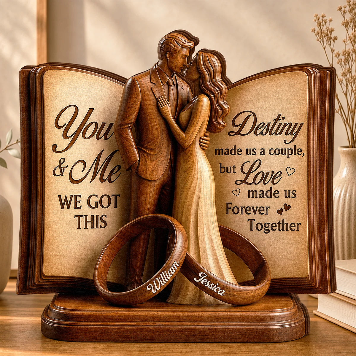 "Destiny Made Us A Couple" Personalized Wooden Block - Custom Special Gift For Couples