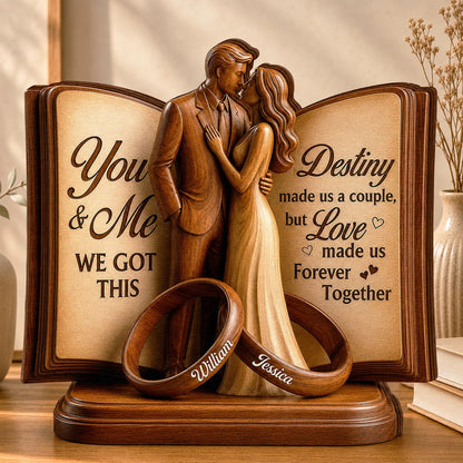 "Destiny Made Us A Couple" Personalized Wooden Block - Custom Special Gift For Couples