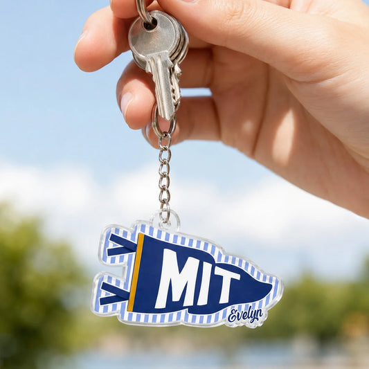 Custom School Pennant Keychain for Kids/Babies with personalized design details for meaningful gifting