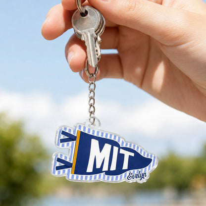 Custom School Pennant Keychain for Kids/Babies with personalized design details for meaningful gifting