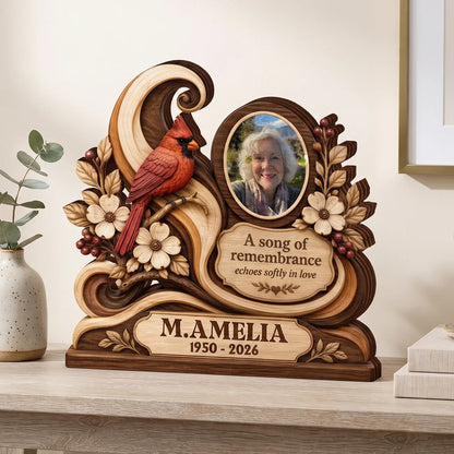 "A Song Of Remembrance" Personalized Memorial Wooden Block - Custom Photo Bereavement Gift