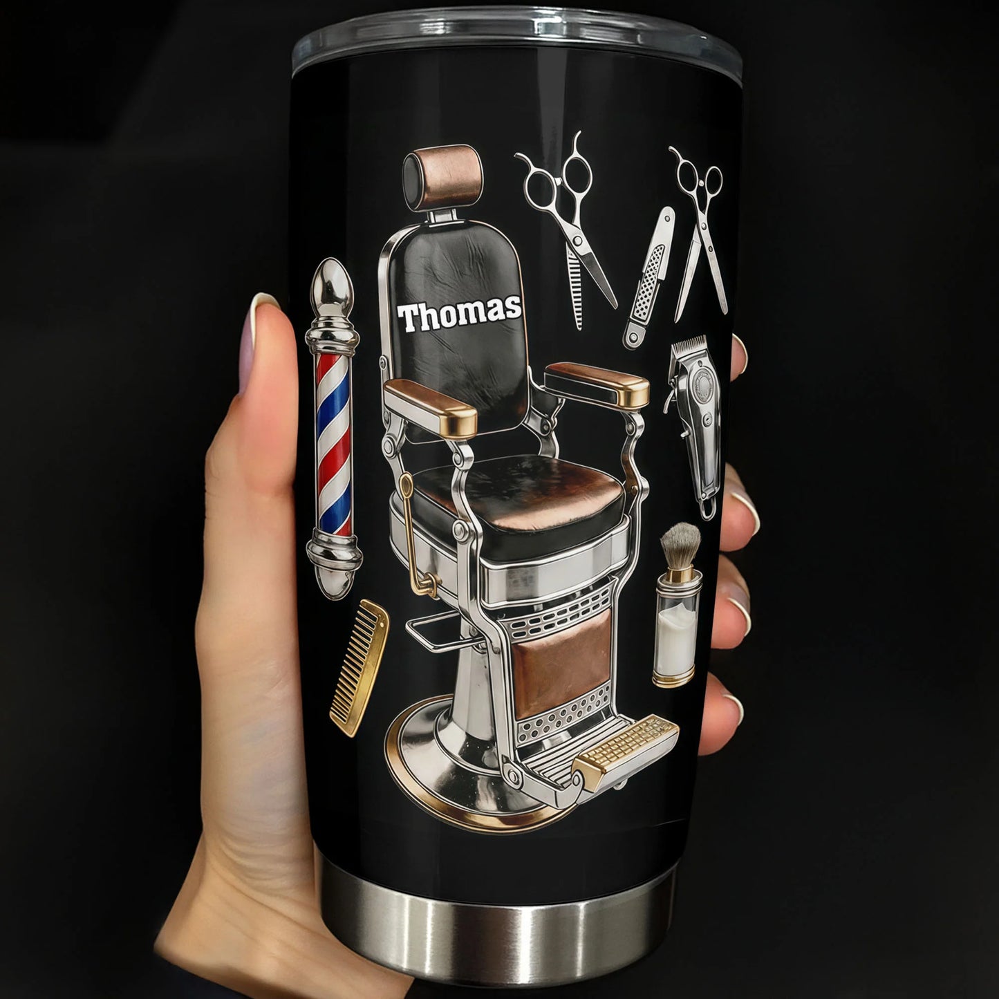 Custom Barber Tumbler for Dad with personalized design details for meaningful gifting image 8