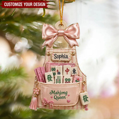 Mahjong Queen Personalized Christmas Ornament - Custom Wood Ornament Holiday Gift
