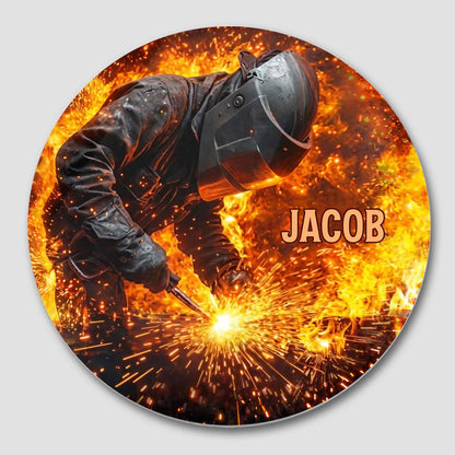 Custom Welder Ceramic Coaster for Dad with personalized design details for meaningful gifting image 8
