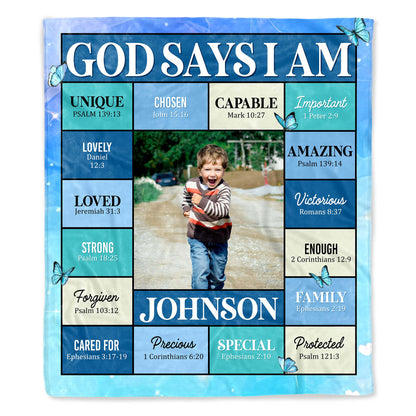 God Says I Am Unique Chosen Capable Special Custom Blanket