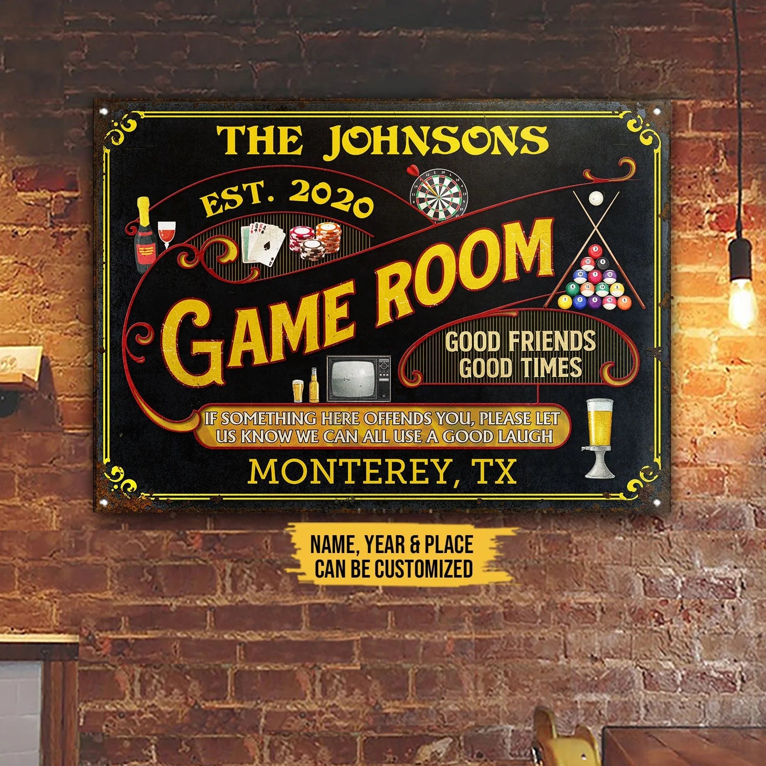 If Something Here Offends You - Personalized Game Room Metal Sign