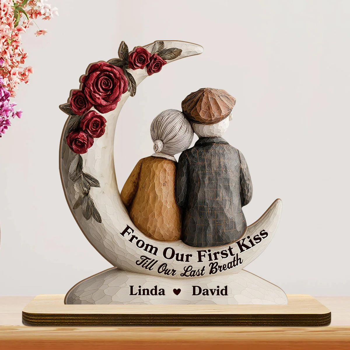 Plaque material and size view - Custom Couple Anniversary Plaque