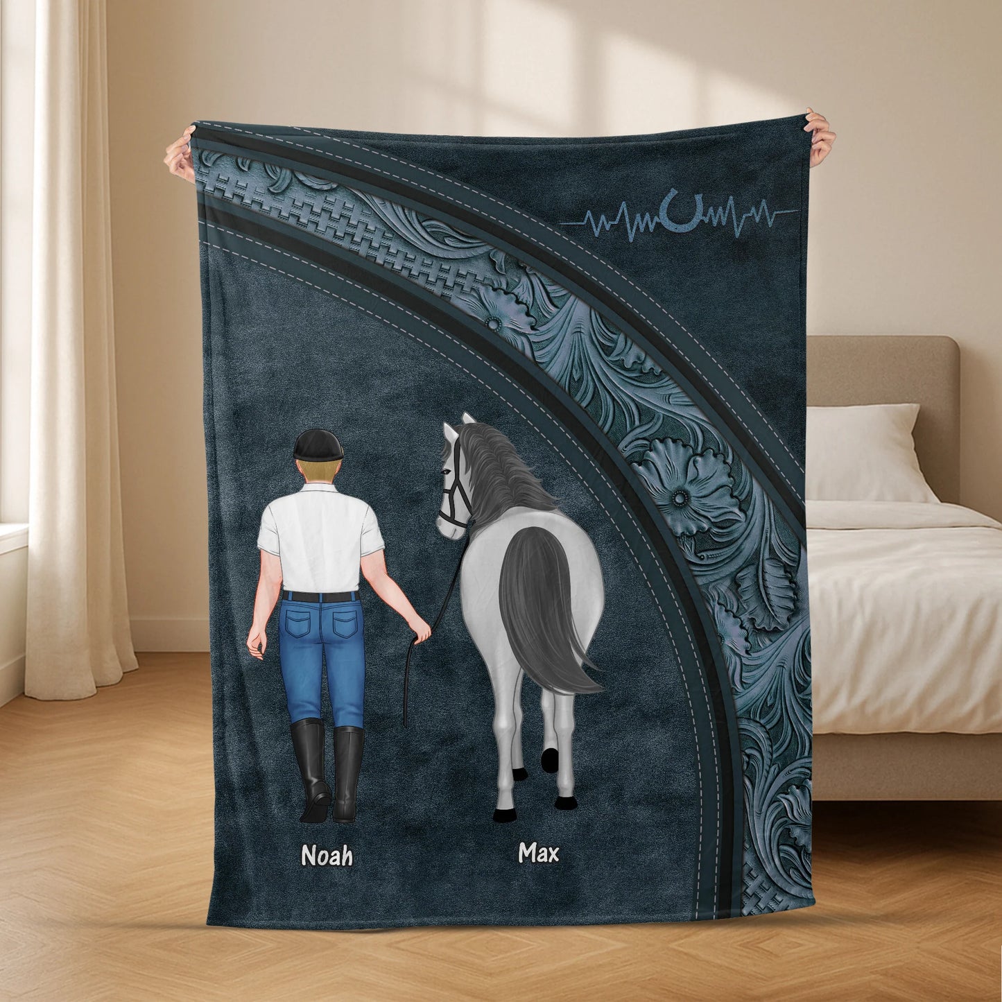 Custom Equestrian Girl Horse Blanket - Personalized Blanket for Horse Lovers