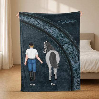 Custom Equestrian Girl Horse Blanket - Personalized Blanket for Horse Lovers