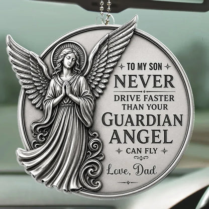 Personalized Guardian Angel Car Ornament personalization view for Son/Grandson