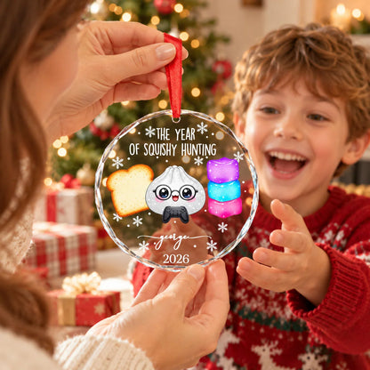 The Year of Squishy Hunting Personalized Glass Ornament for Kids and Squishy Lovers - Custom Christmas Keepsake Gift