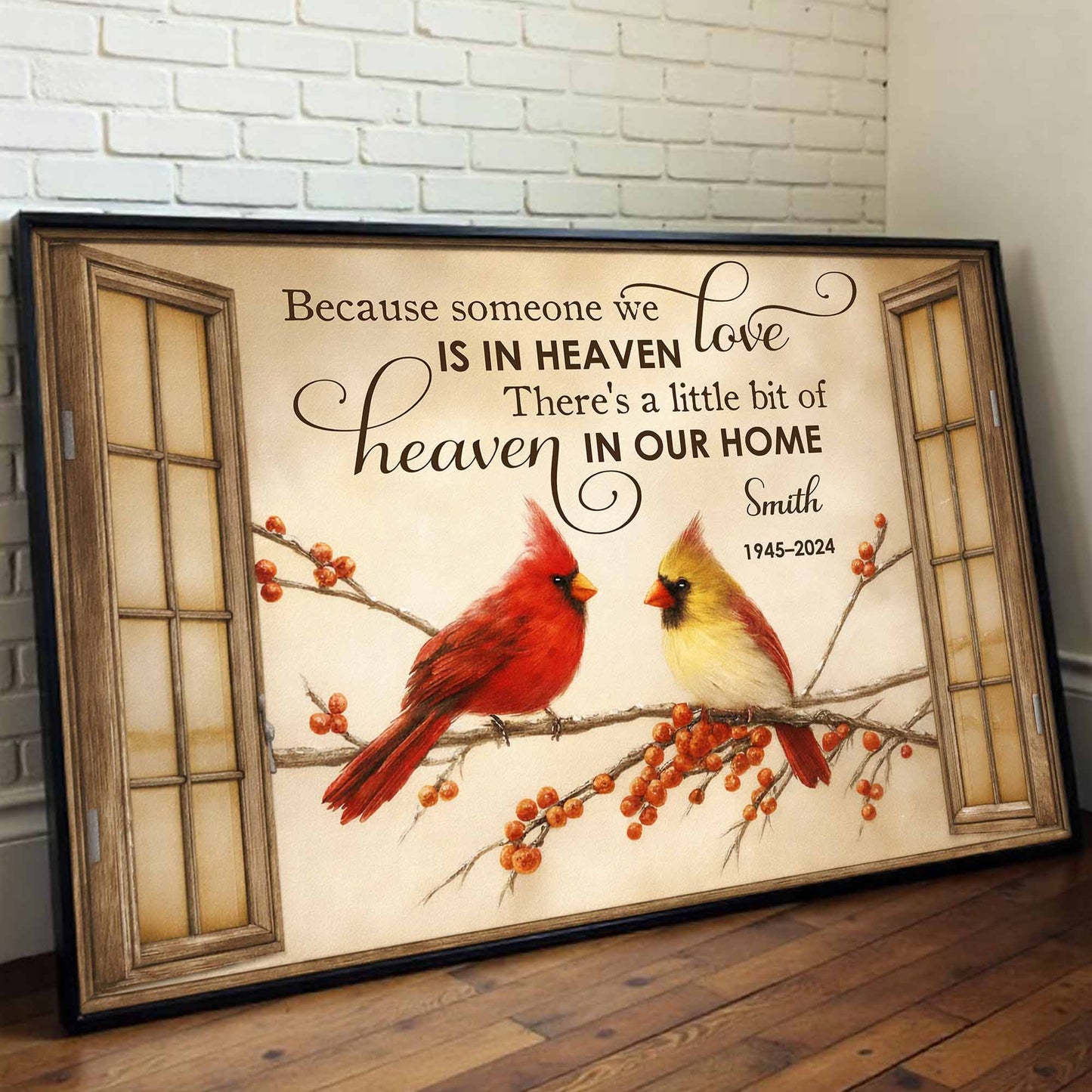 "Because Someone We Love Is In Heaven" Personalized Memorial Poster / Canvas - Custom In Loving Memory Wall Art Gift for Family