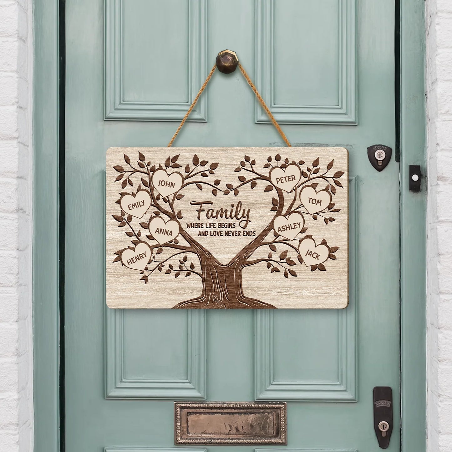 Custom Family Tree Wood Sign personalization view for Mom