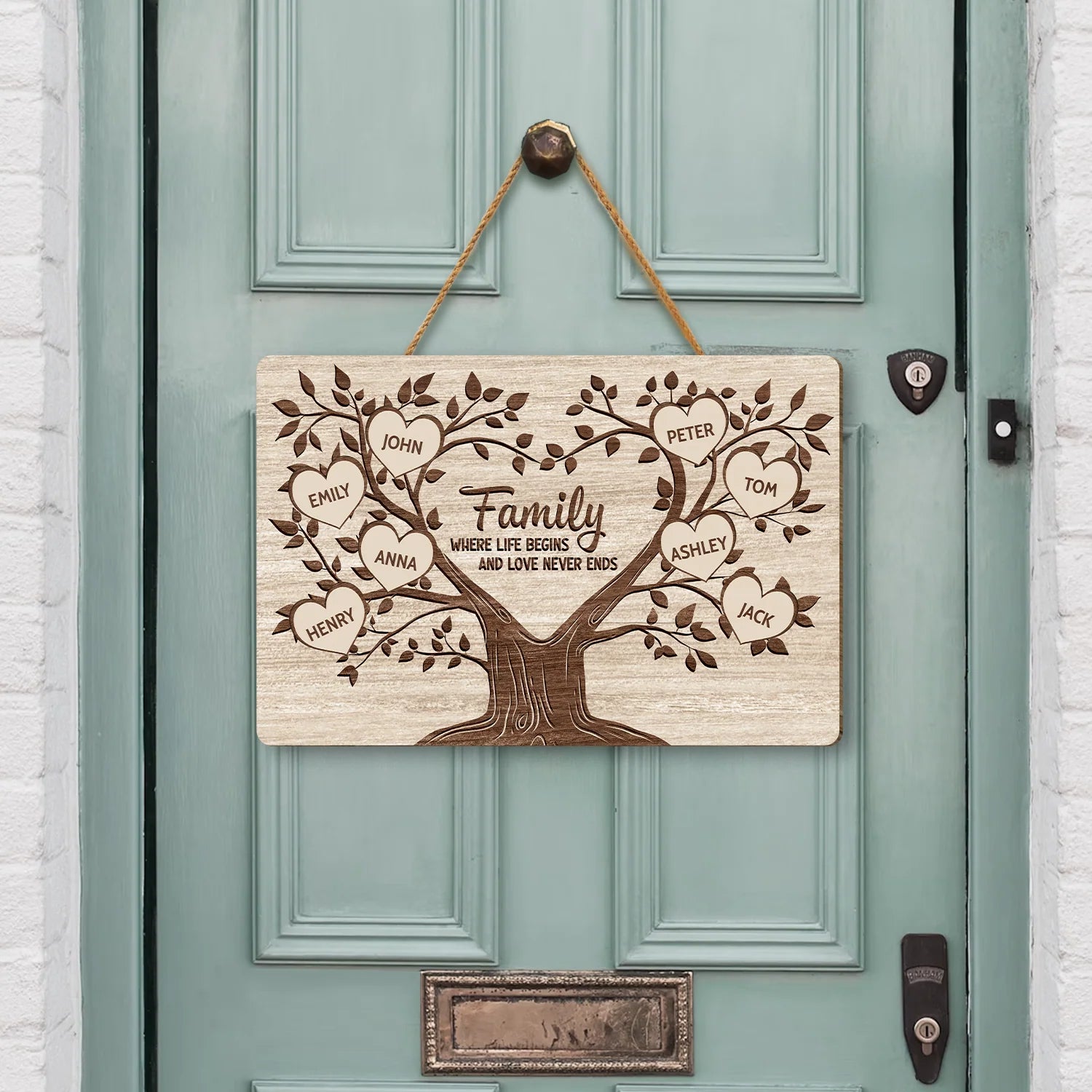 Custom Family Tree Wood Sign personalization view for Mom